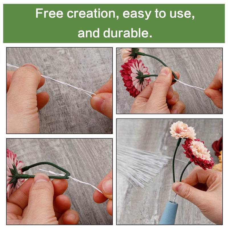 SOCNITC 100pcs Floral Wire White, 26 Gauge Flower Wire Sticks, Floral Supplies 14 inches for DIY Floral Arrangements Floral Arranging Craft Projects Corsages, Wedding Bouquet - Image 4